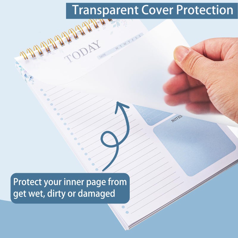 Thboxes 2 حزم للقيام بقائمة المفكرة، إجمالي 208 صفحة للقيام بقائمة دفتر ملاحظات A5 غير مؤرخة مخطط يومي مع غطاء شفاف وقائمة مرجعية للمهام واللوازم المدرسية للمكتب المنزلي، أرجواني وأزرق - Image 3